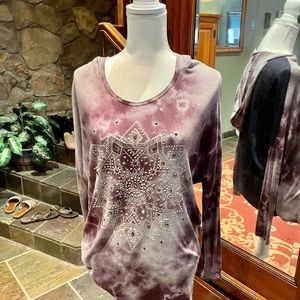 VOCAL Purple tie-dyed jersey hoodie with rhinestones size S